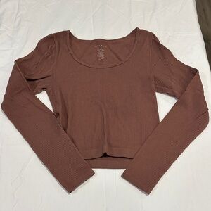 Ultra Flirt Ribbed Crop Top - Brown